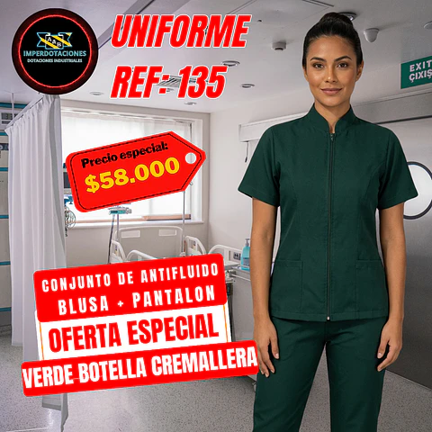 Uniforme Antifluido Verde Botella Ref: 135