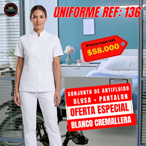 Uniforme Antifluido Blanco Ref: 136