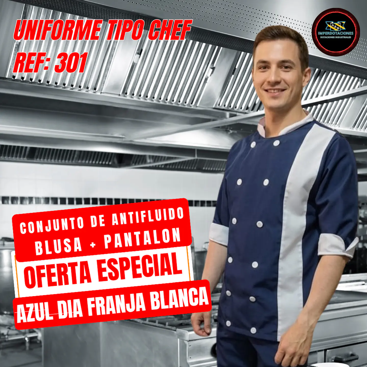 Uniforme Antifluido Tipo Chef Ref 1