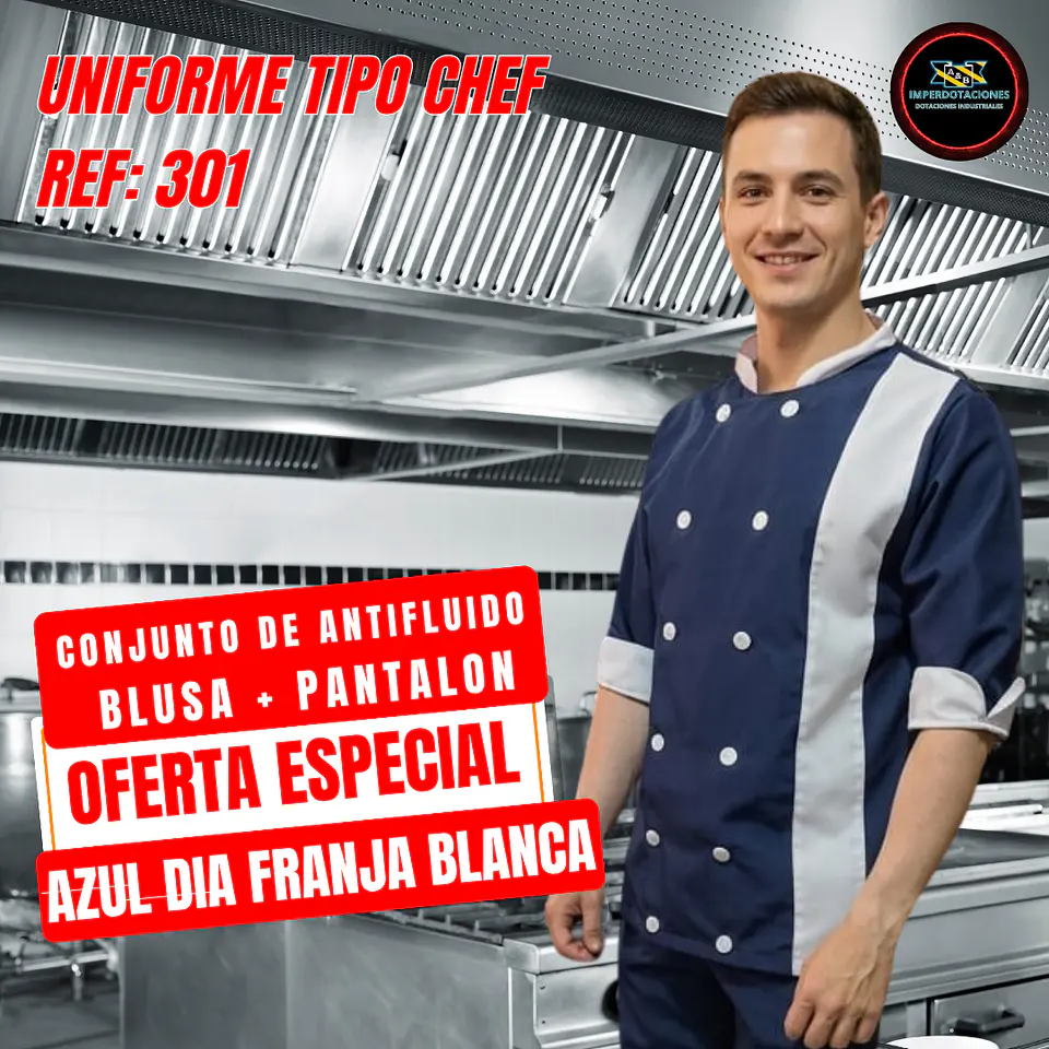 Uniforme Antifluido Tipo Chef Ref 1