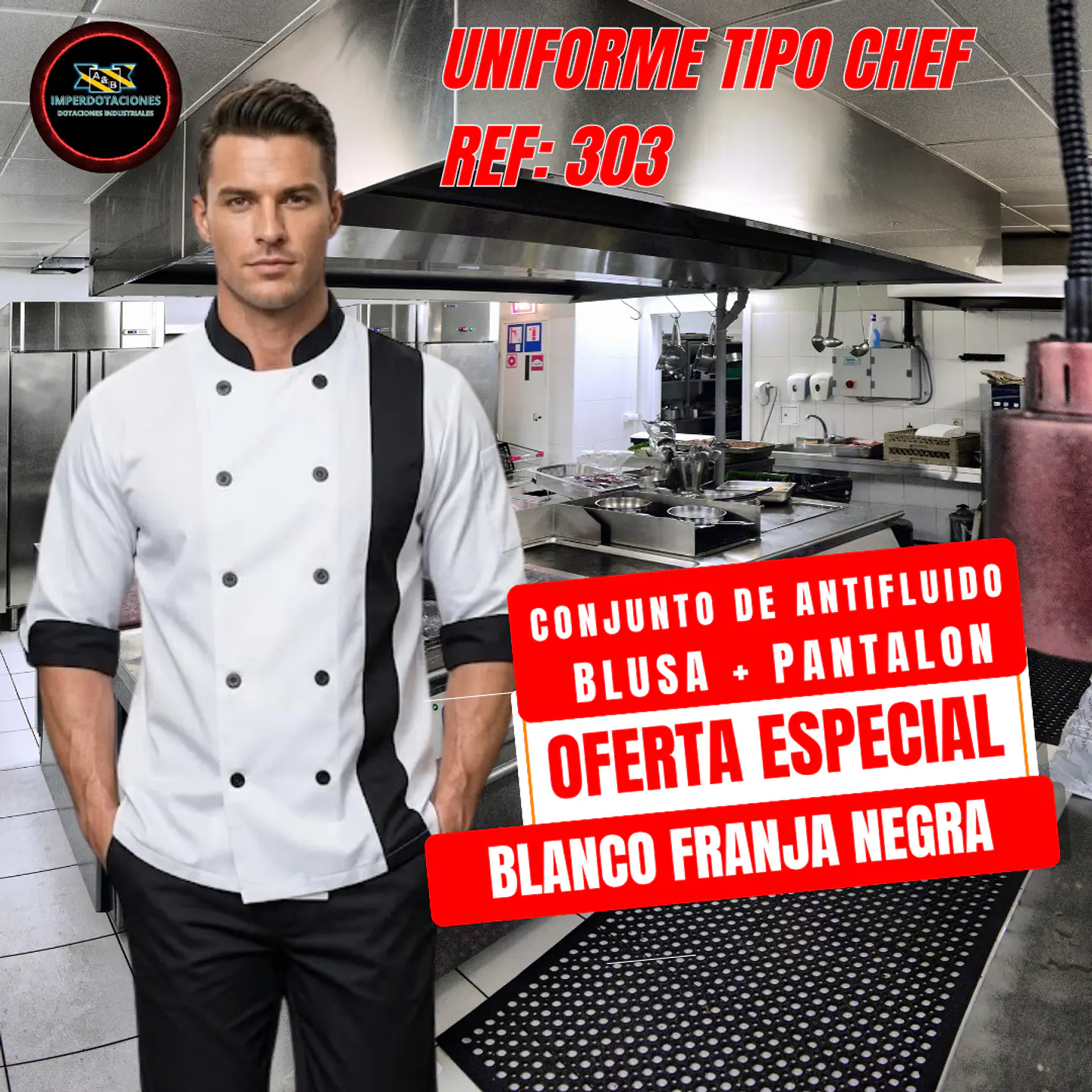 Uniforme Antifluido Tipo Chef Ref 3