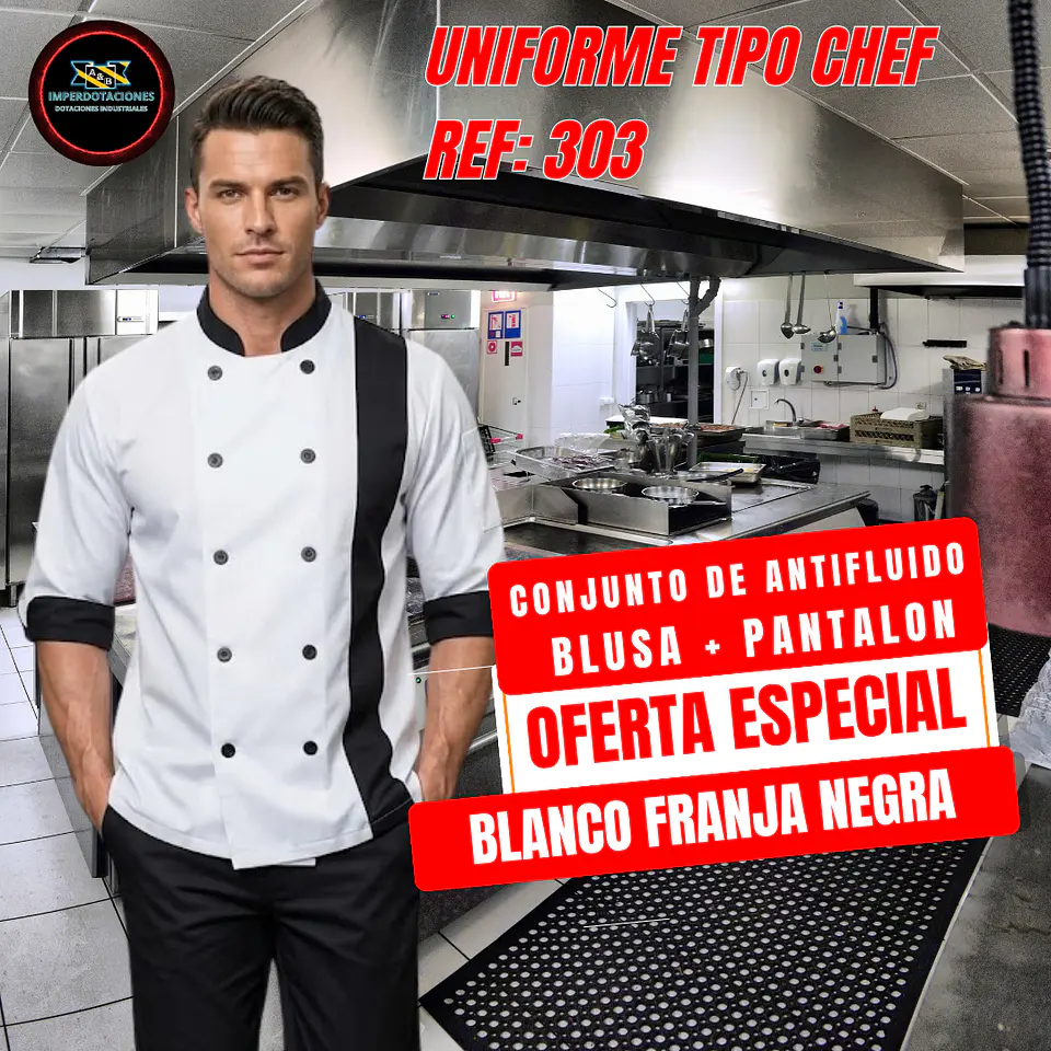 Uniforme Antifluido Tipo Chef Ref 3