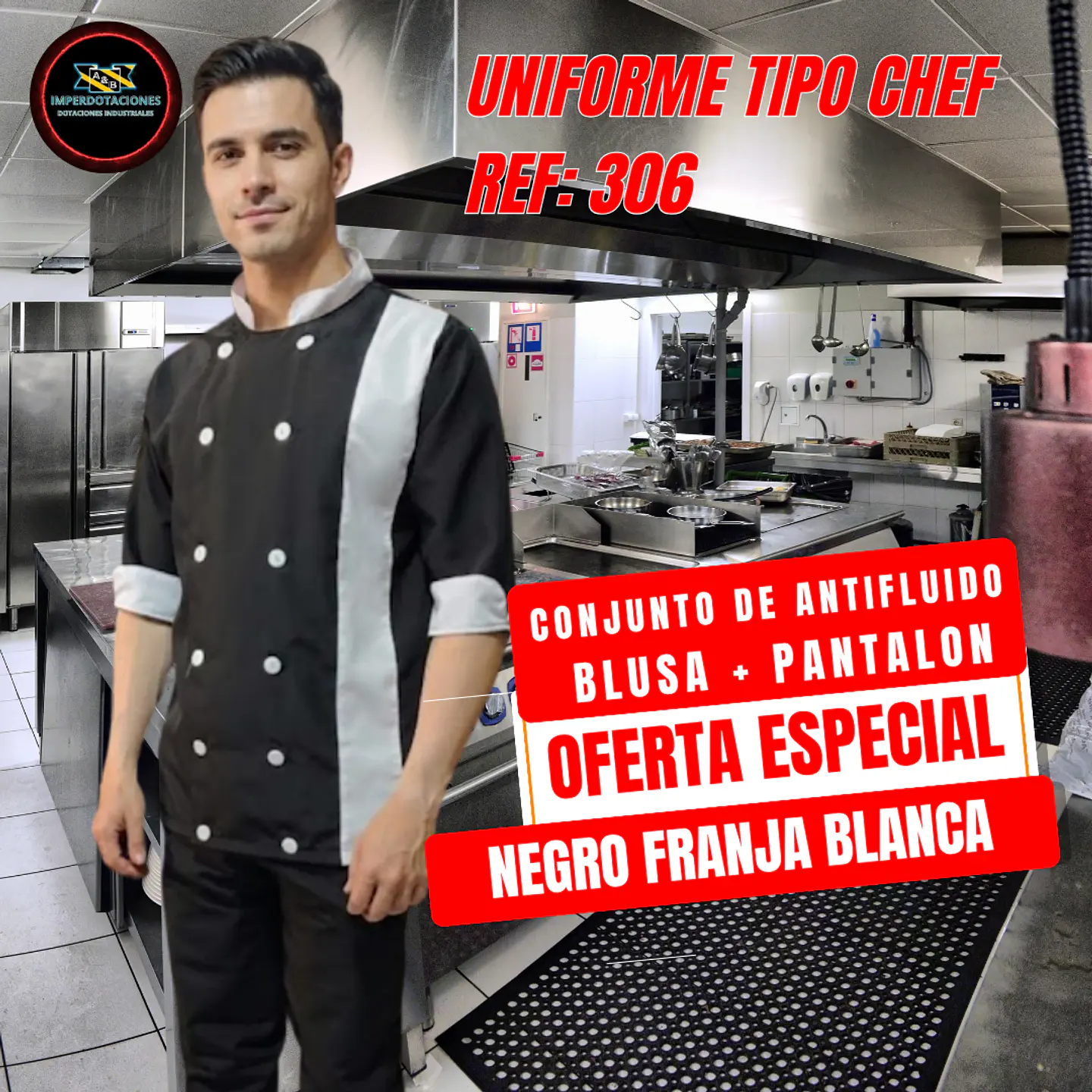 Uniforme Antifluido Tipo Chef Ref 4