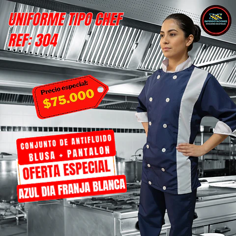 Uniforme Antifluido Tipo Chef Dama