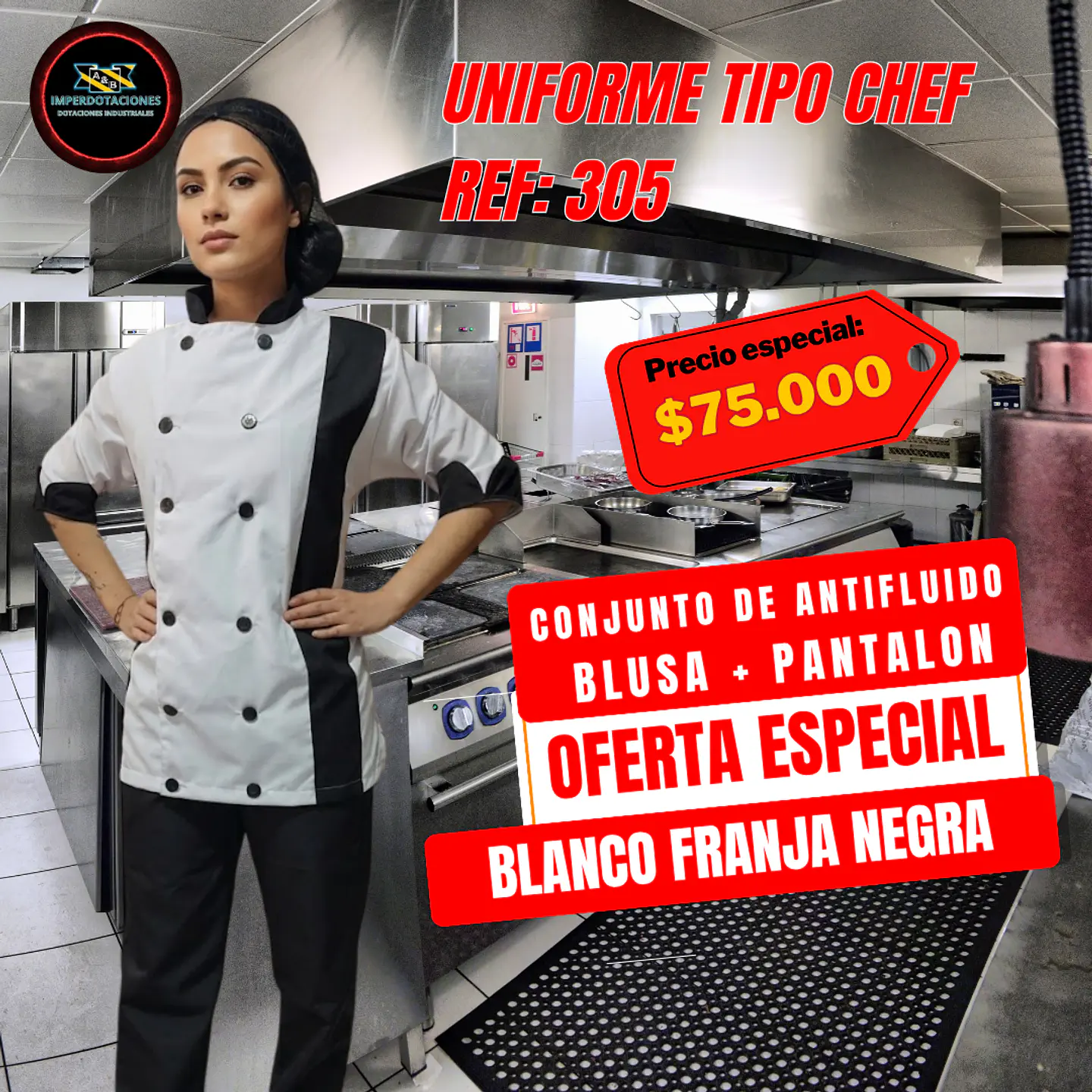 Uniforme Antifluido Tipo Chef Dama 4