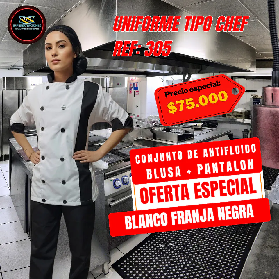 Uniforme Antifluido Tipo Chef Dama 4