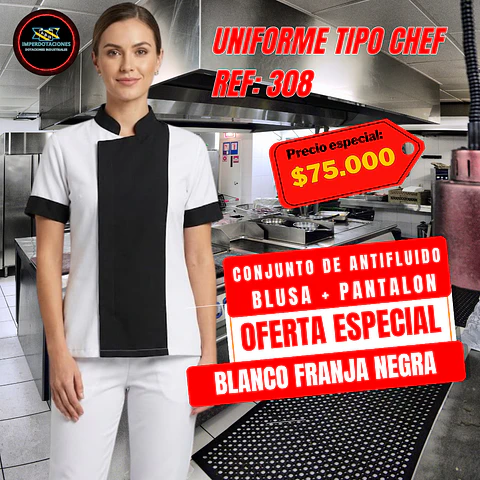 Uniforme Antifluido Tipo Chef Ref: 308