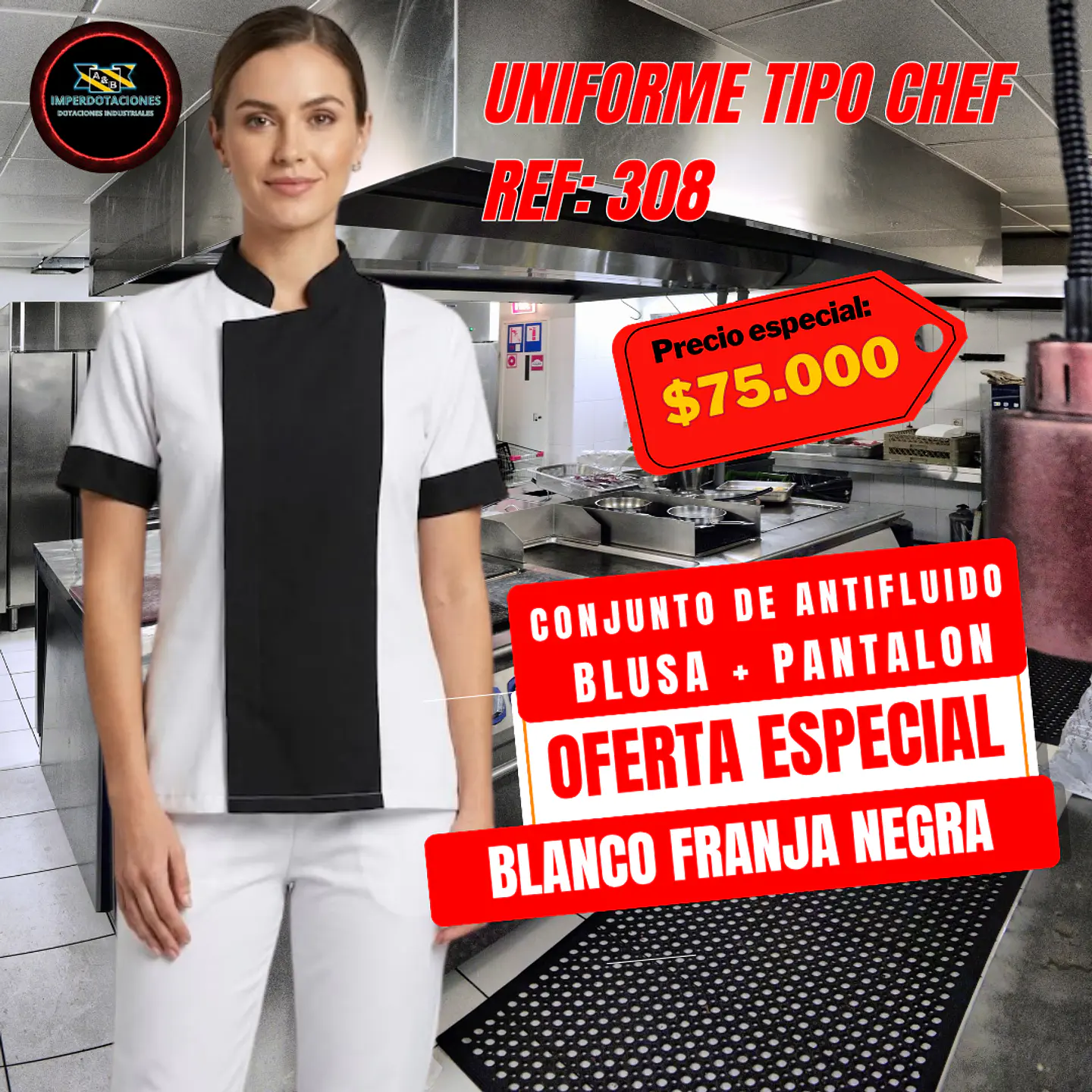 Uniforme Antifluido Tipo Chef Ref: 308 1