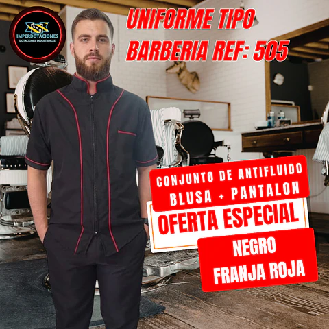 Uniforme Antifluido Tipo Barberia Cremallera