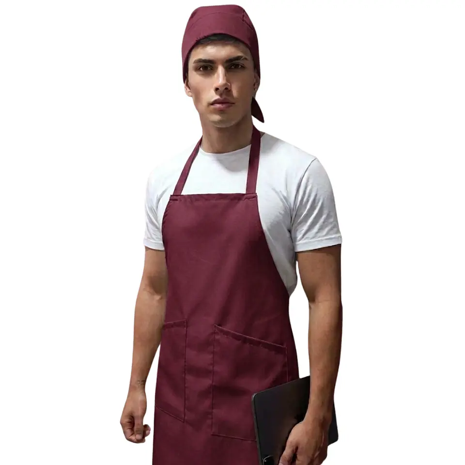 Combo Delantal Antifluido Doble bolsillo + Gorro Pirata  8