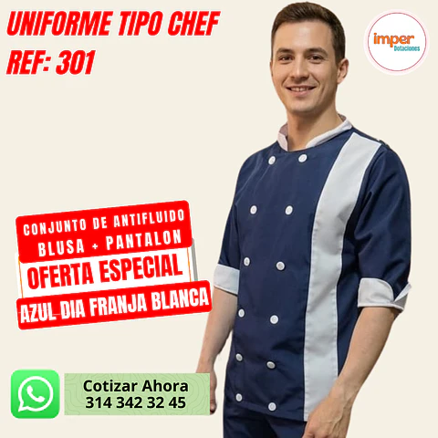 Uniforme Antifluido Tipo Chef Ref