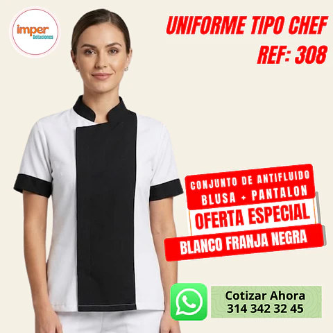 Uniforme Antifluido Tipo Chef Ref: 308