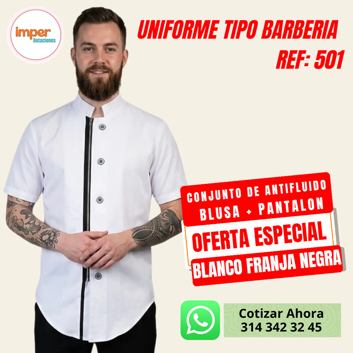 Uniforme Antifluido Tipo Barberia  1