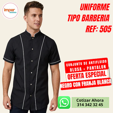 Uniforme Antifluido Tipo Barberia Botones