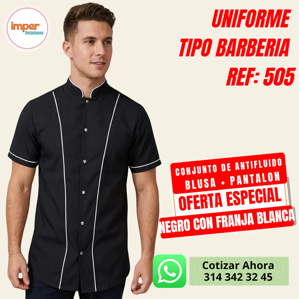 Uniforme Antifluido Tipo Barberia Botones 1