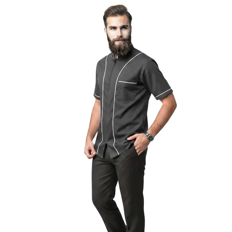 Uniforme Antifluido Tipo Barberia Cremallera 4