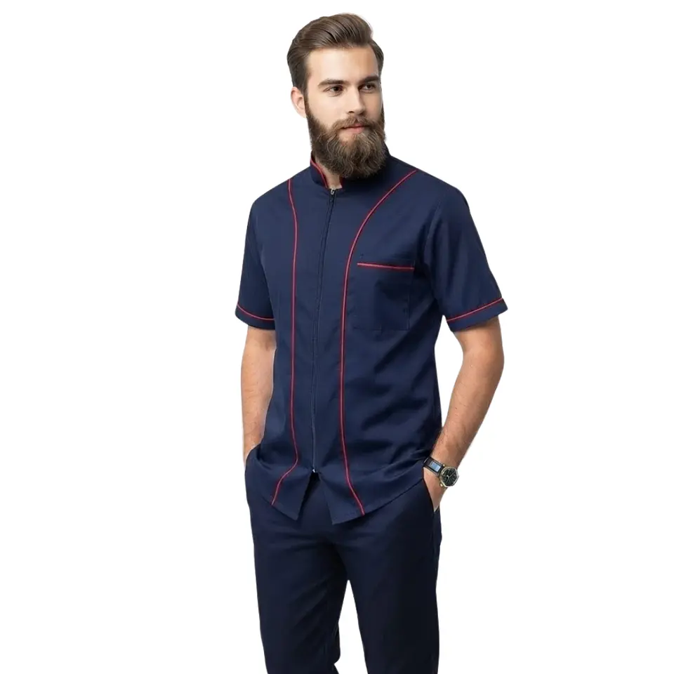 Uniforme Antifluido Tipo Barberia Cremallera 5