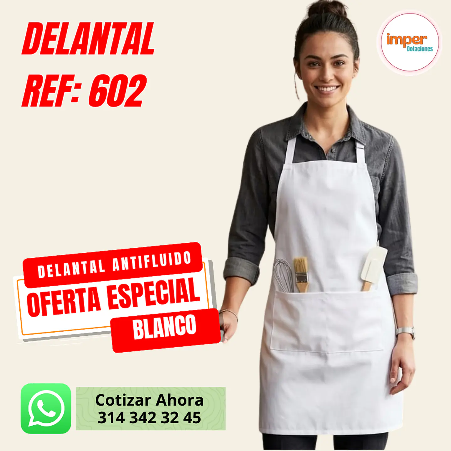 Delantal Antifluido Doble bolsillo  1