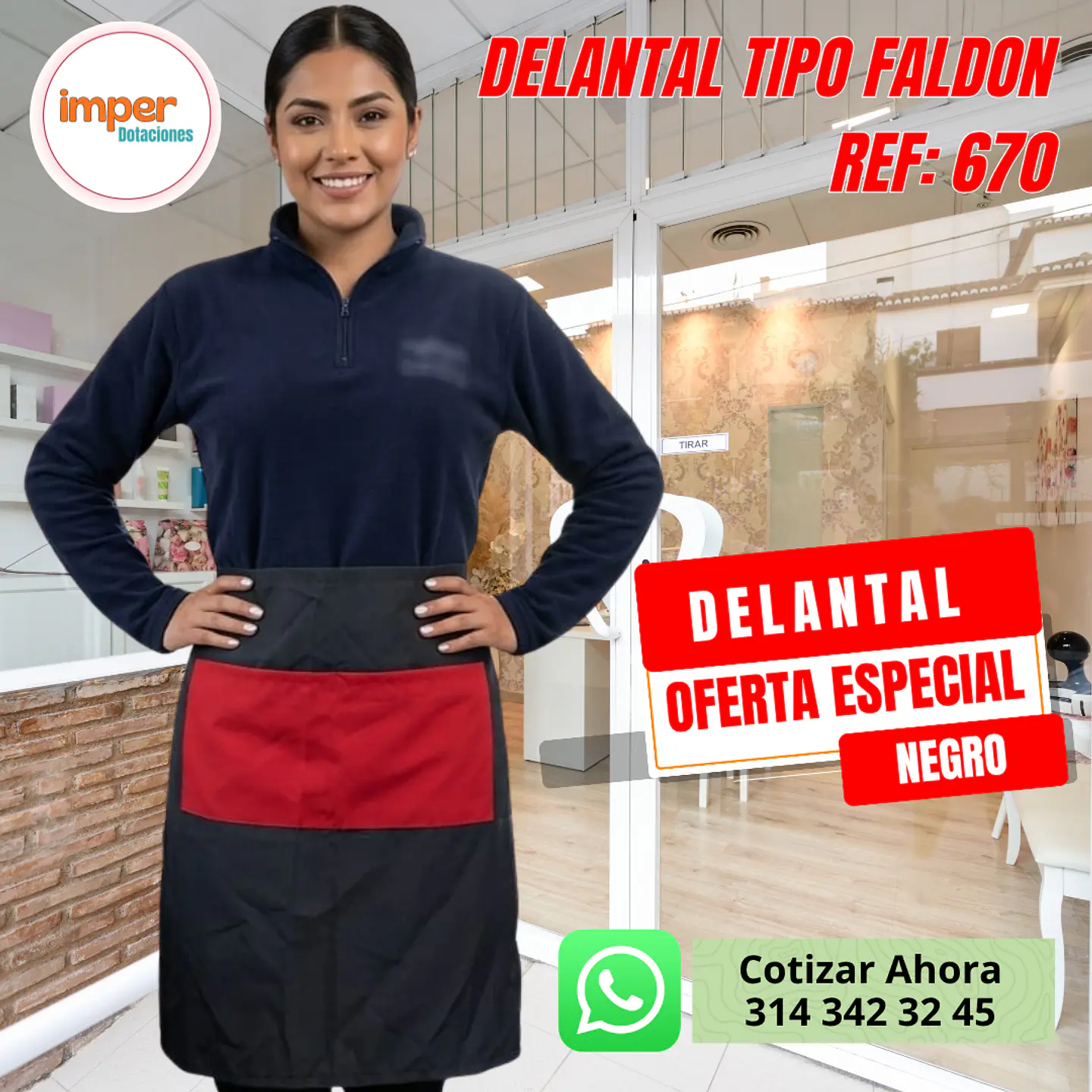 Delantal Antifluido Tipo Faldon bolsillo  1