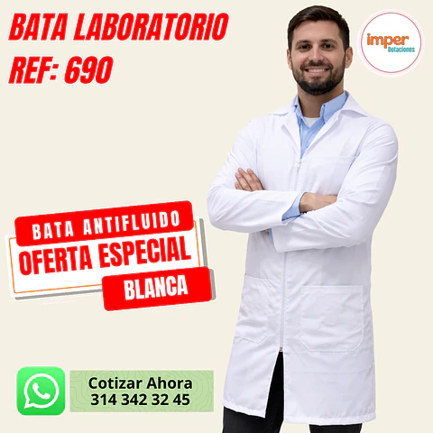 Bata Laboratorio bolsillos 