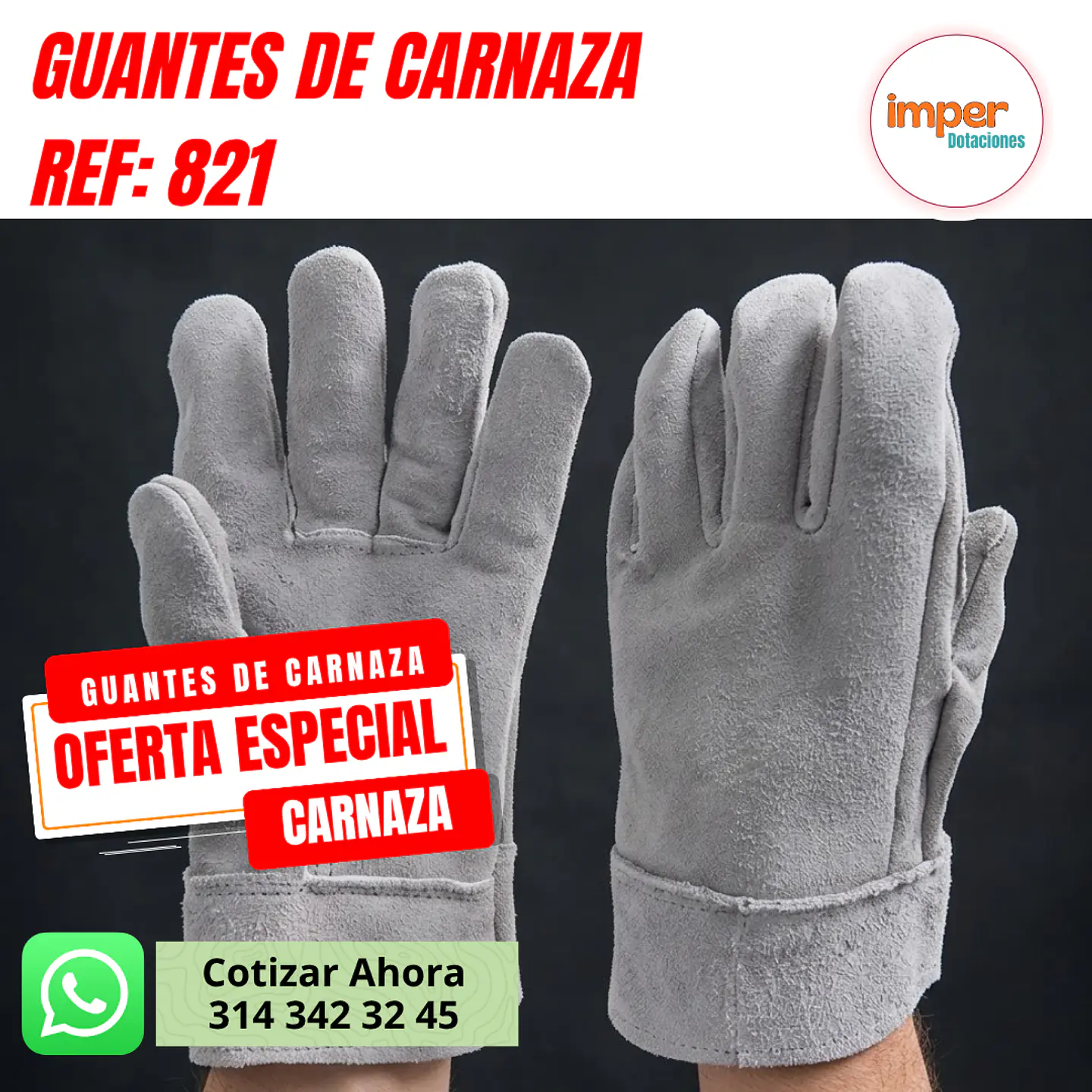 GUANTES CARNAZA GRIS 1