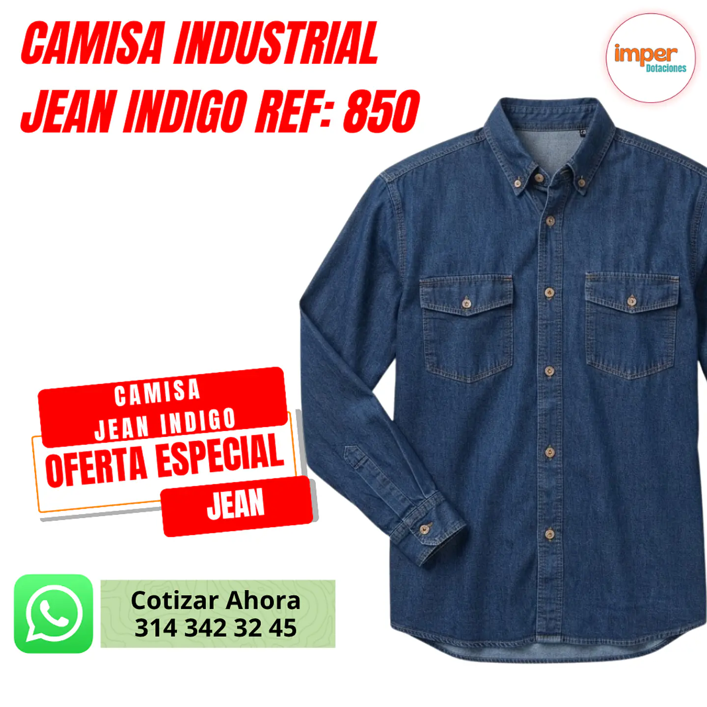 Camisa Industrial Jean Indigo 1