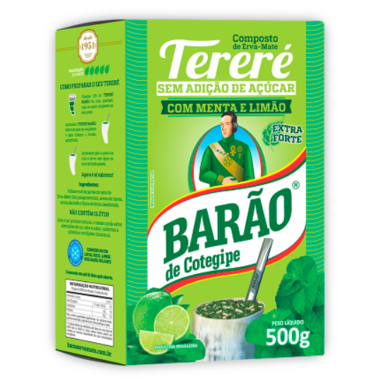 Erva-Mate Tereré Menta e Limão Extra Forte - Barão 500g