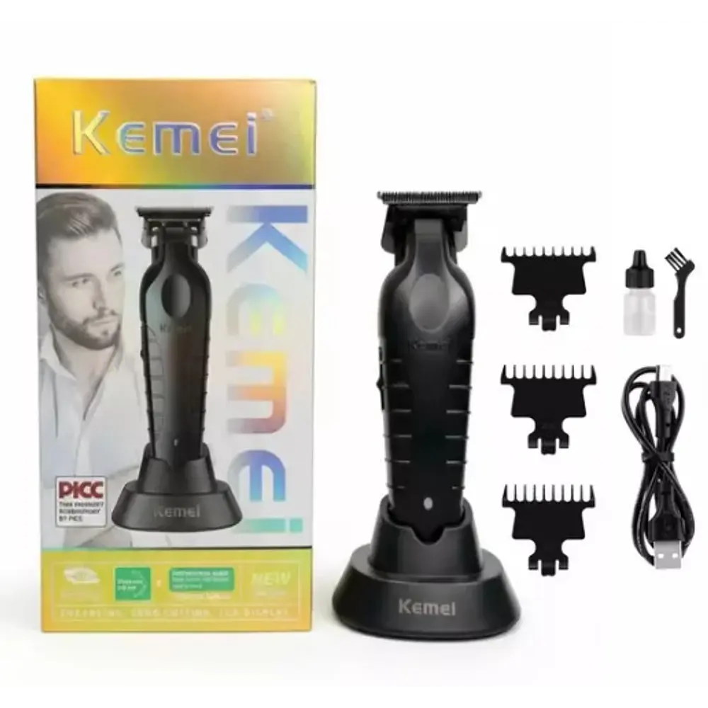 Kemei Trimmer Desbelladora Inalambrica  Con Base Negra