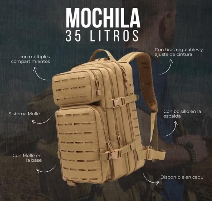 Mochila Militar Negro Táctica 30 Lts / Hiking Outdoor