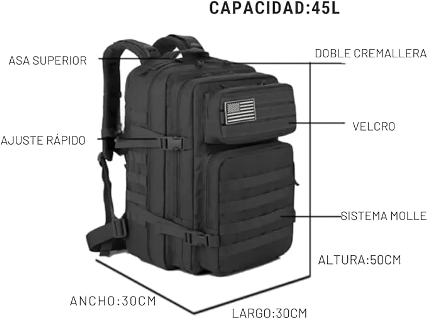 Mochila Táctica 45 Litros 7
