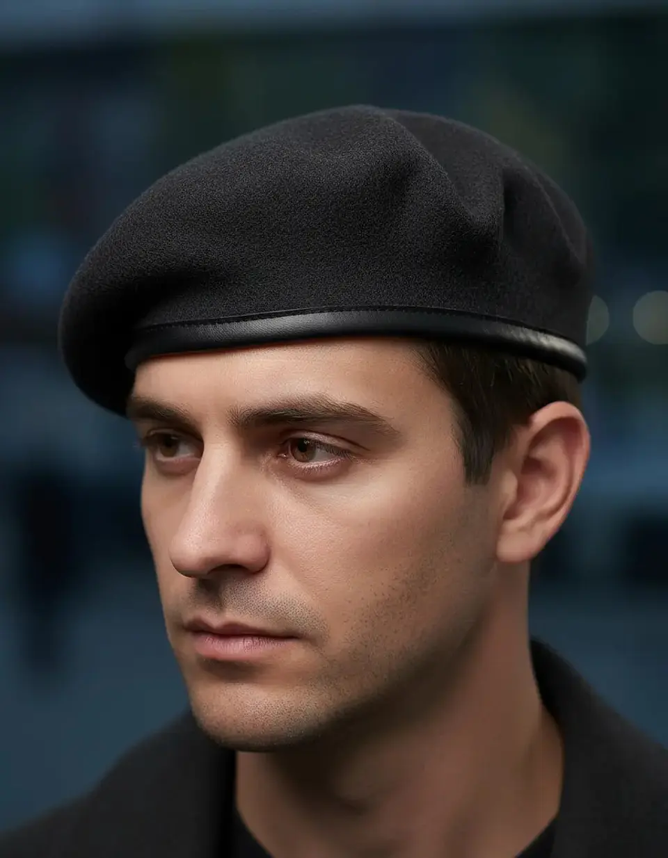Boina Clásica Negra Gorra Militar 3