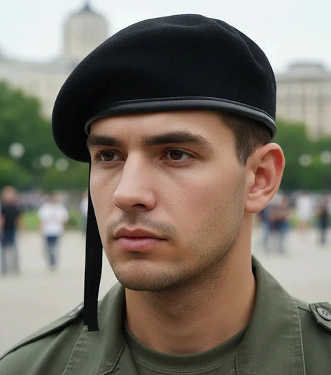 Boina Clásica Negra Gorra Militar