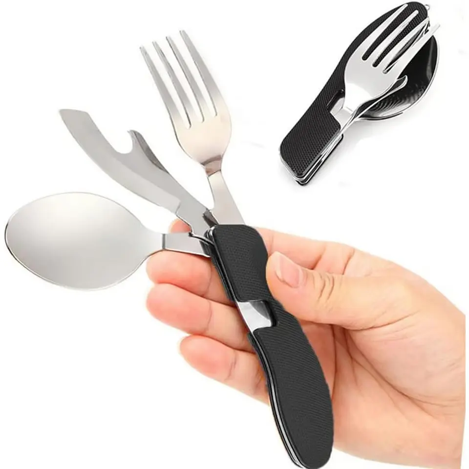 Set de cubiertos, Servicio de camping 4 en 1 plegable 3