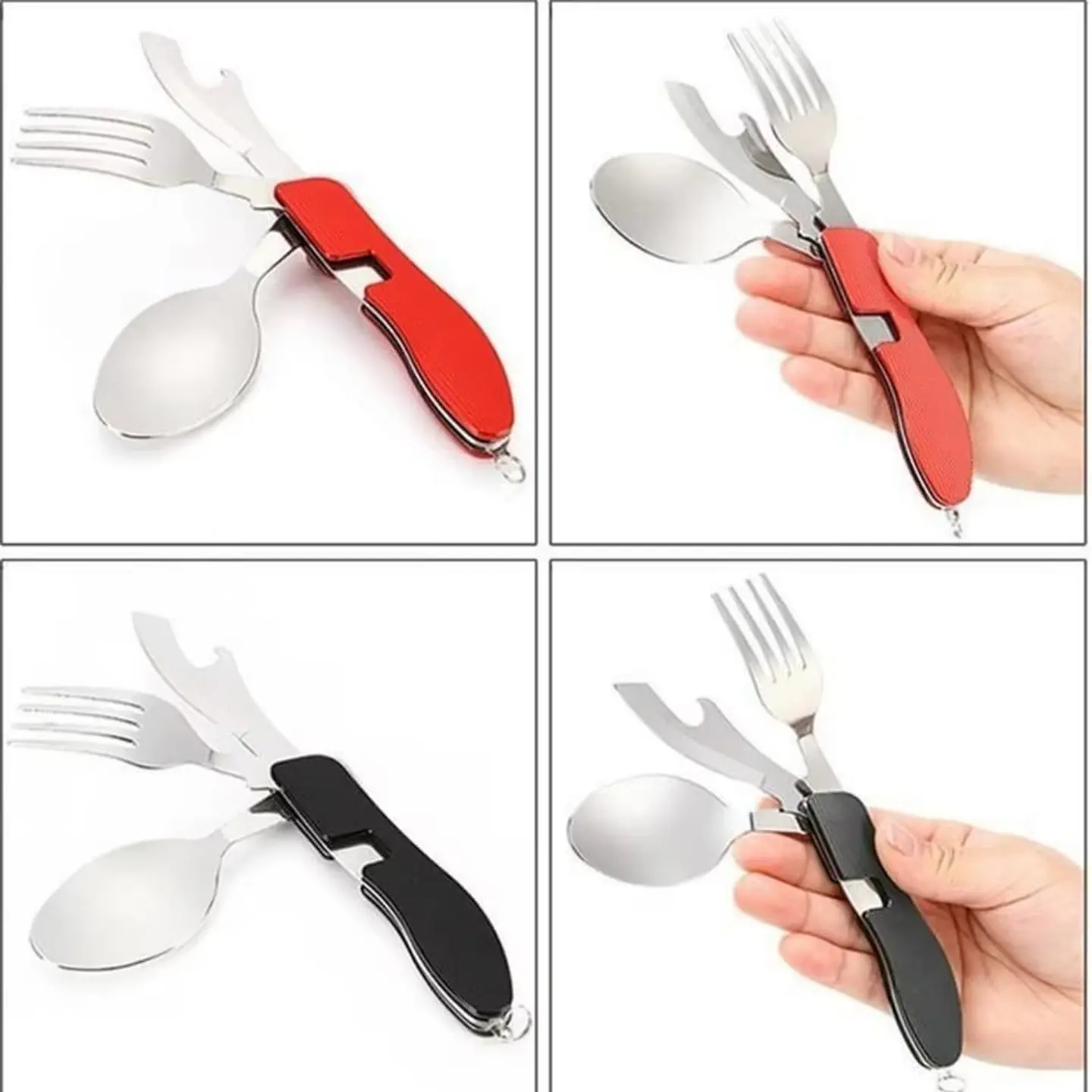 Set de cubiertos, Servicio de camping 4 en 1 plegable 5