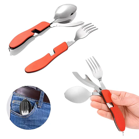 Set de cubiertos, Servicio de camping 4 en 1 plegable
