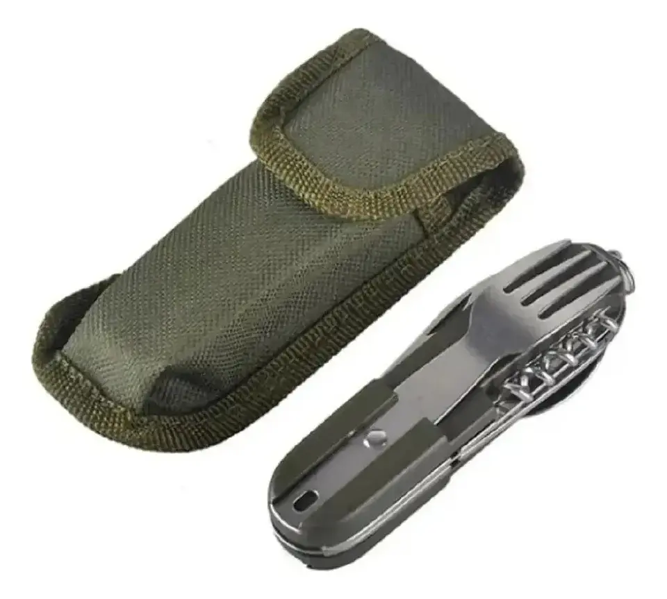 Set de cubiertos, Servicio de camping 7 en 1 plegable 4