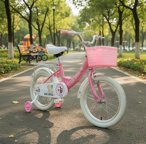 Bicicleta Infantil Aro 16 Rosada con Ruedas de Apoyo