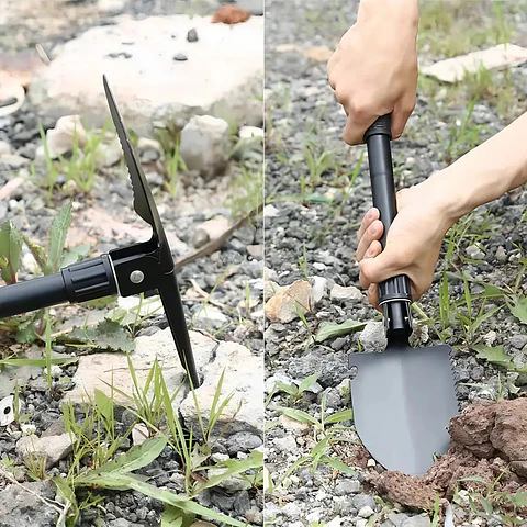 Pala Picota Plegable de Supervivencia Multifuncional