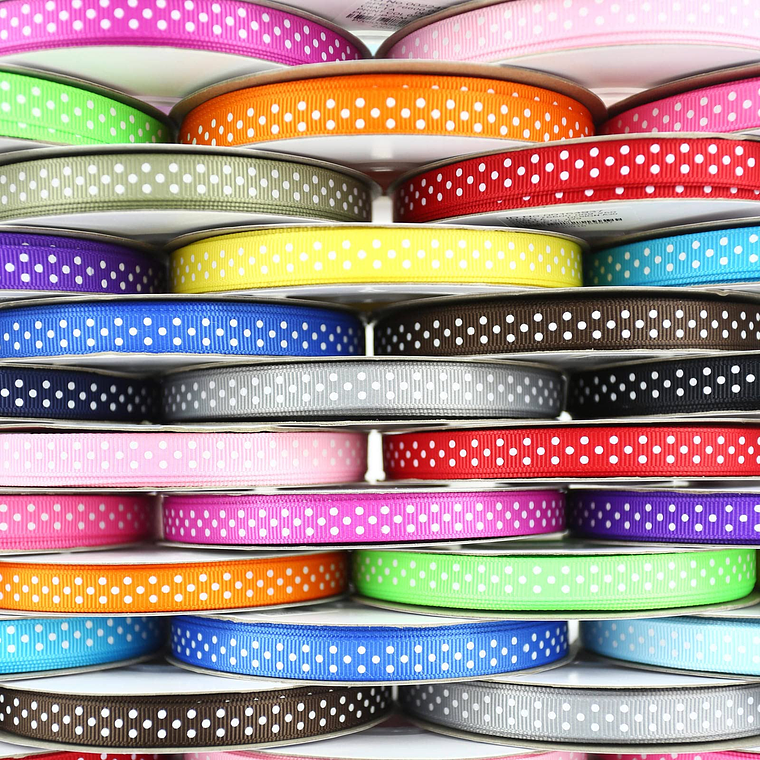 Cinta Borlón Importada de 1 cm con Puntos | Rollo de 100 Yardas – Todos los Colores 2
