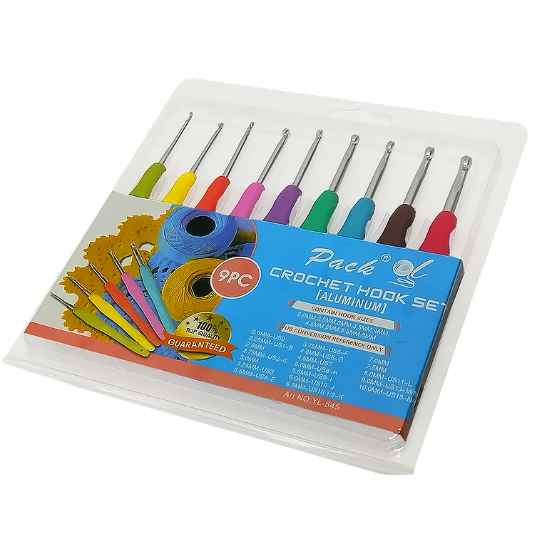 Juego de Crochet con Mango de Goma – 9 Unidades Ergonómicas 1