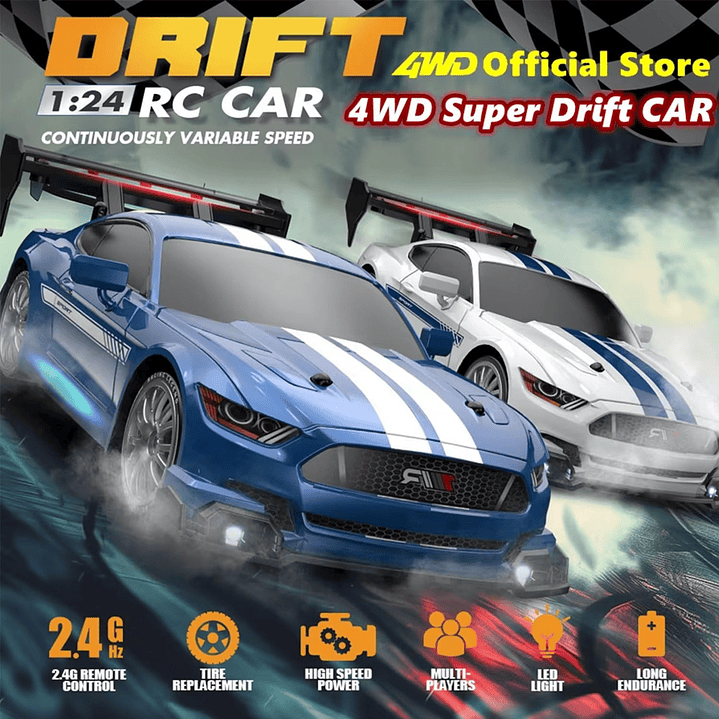 Auto a Control Remoto Drift Tipo Ford Mustang con Accesorios  2