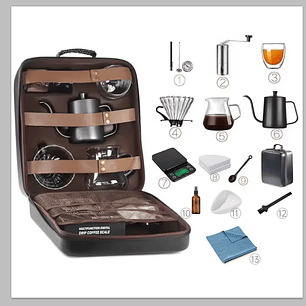 Set Cafetera Goteo Completo V60 Molinillo Balanza 14 Piezas 600ML 