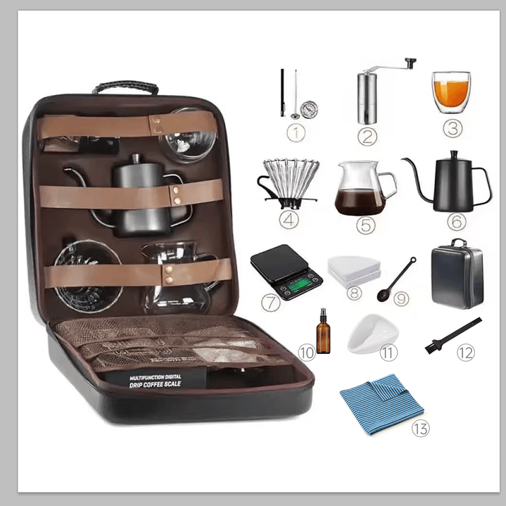 Set Cafetera Goteo Completo V60 Molinillo Balanza 14 Piezas 600ML  1