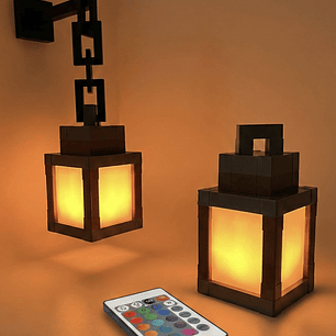 Lampara Minecraft Linterna de Alma 16 Colores con Control Remoto