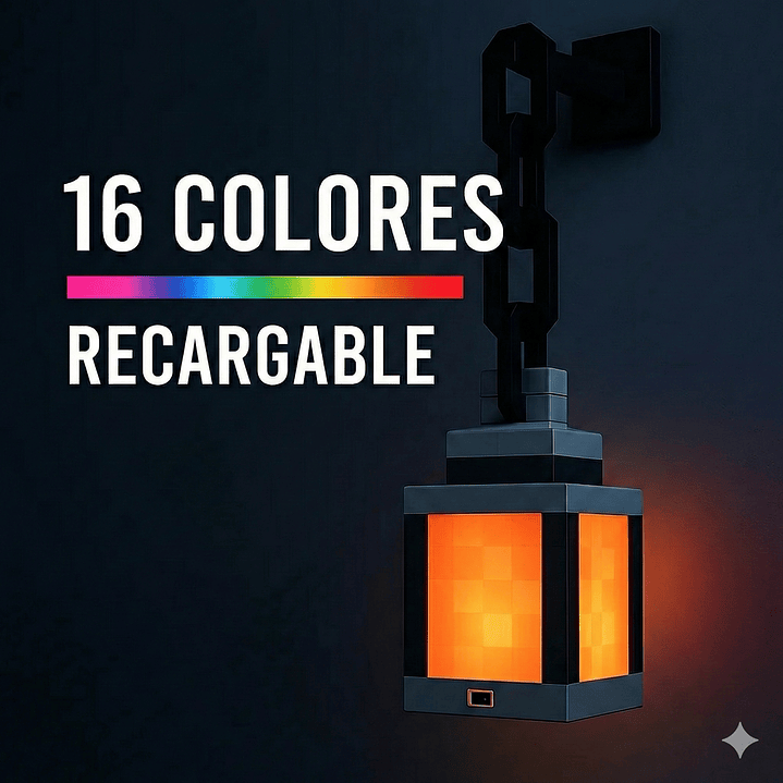 Lampara Minecraft Linterna de Alma 16 Colores con Control Remoto 3