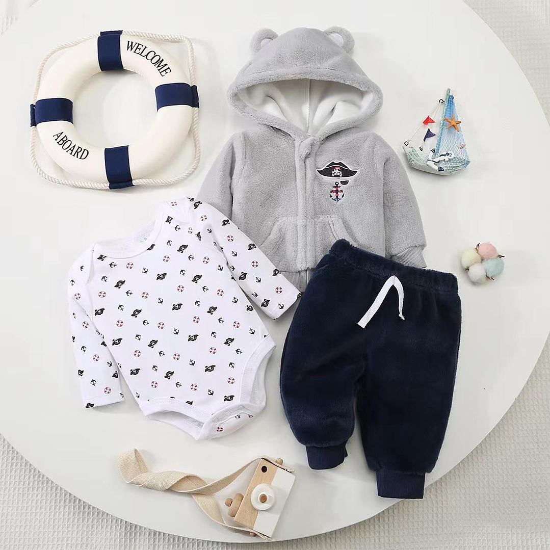 Conjunto de 3 Piezas Forrado en Polar para Bebé (Varios Diseños) 2