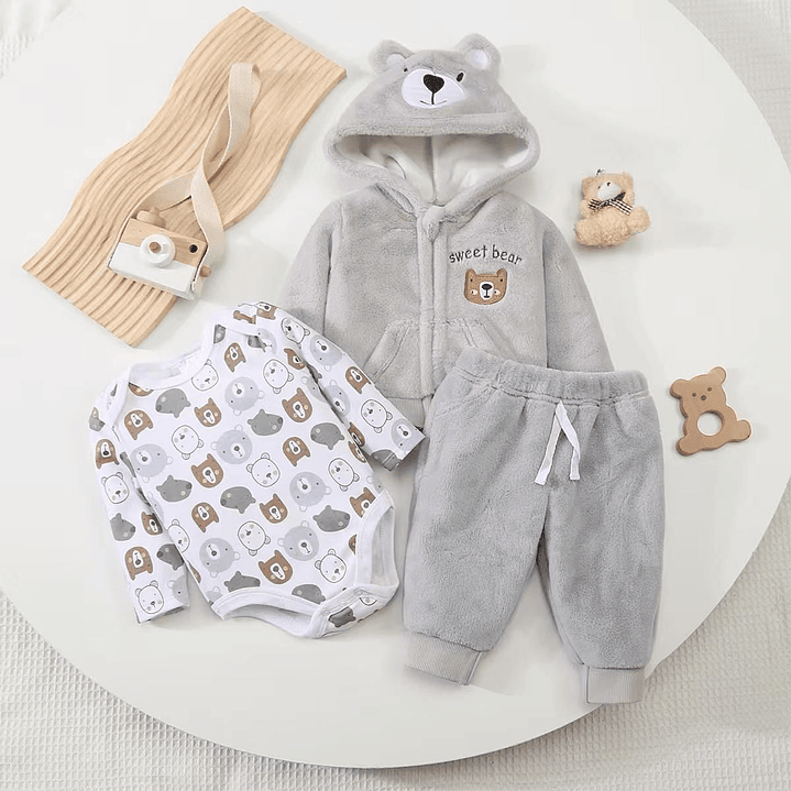 Conjunto de 3 Piezas Forrado en Polar para Bebé (Varios Diseños) 3