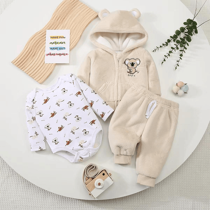 Conjunto de 3 Piezas Forrado en Polar para Bebé (Varios Diseños) 5