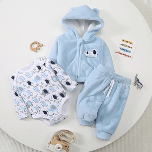 Conjunto de 3 Piezas Forrado en Polar para Bebé (Varios Diseños)