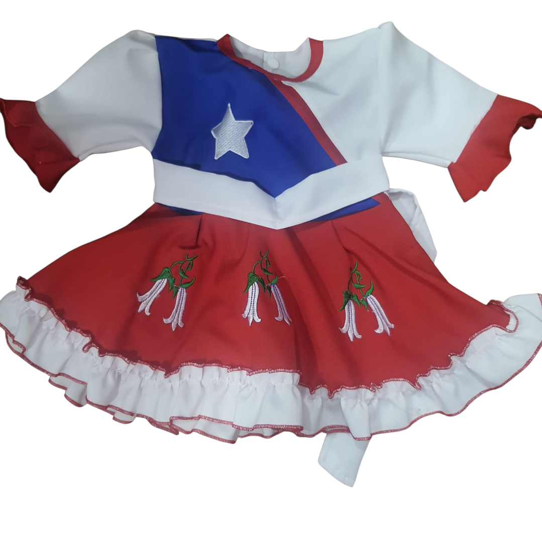 Vestido Típico Huasa Bandera Chilena para Bebé 1